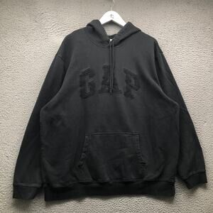 GAP Sweatshirt Hoodie Mens XXL Long Sleeve Drawstring Pocket Embroidered Black